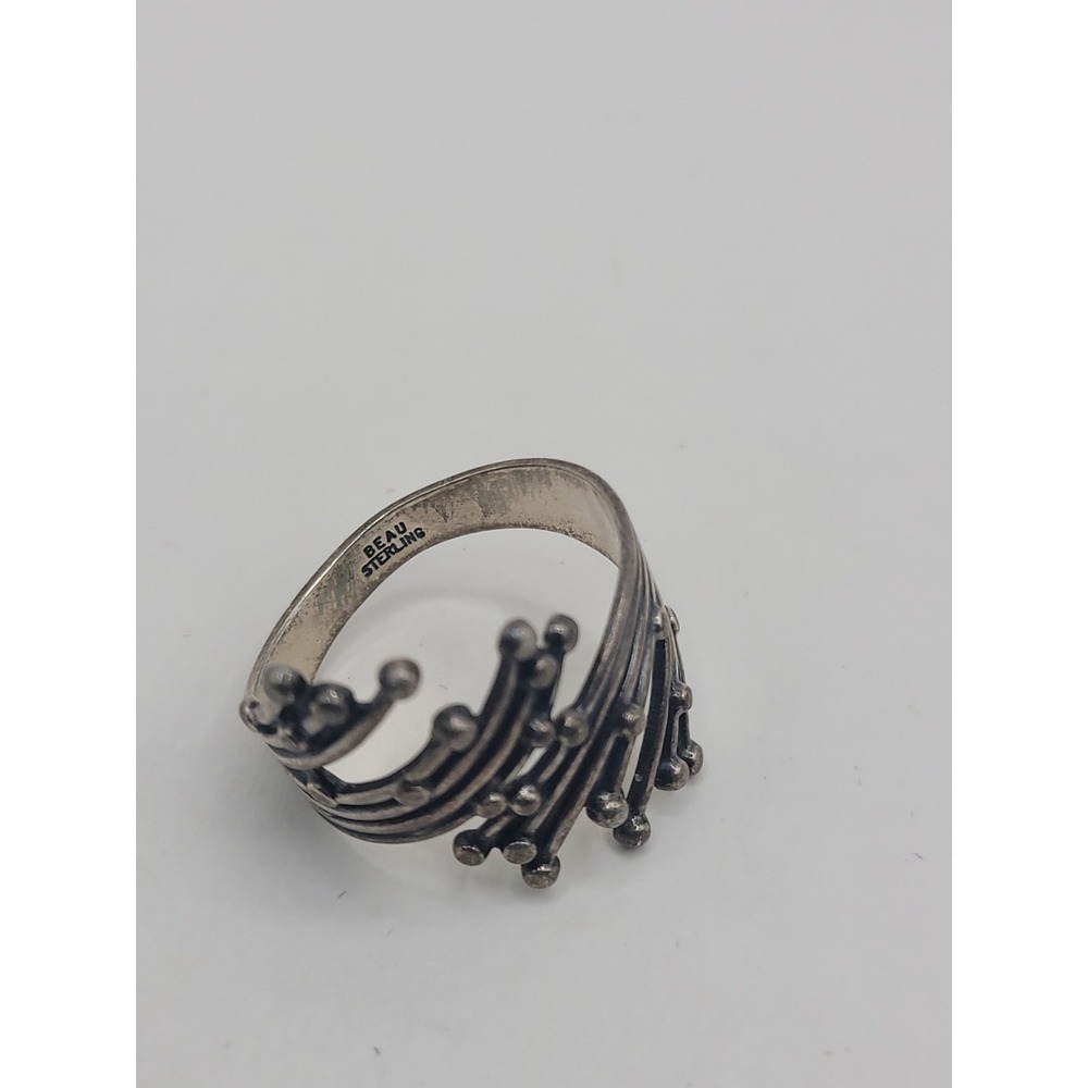 925 Sterling Silver Modernist Spray Burst Wrap Statement Ring Size 9 - Picture 6 of 10